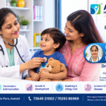Dr Nibedita Kabiraj, best child specialist and pediatrician in Asansol for vaccination, examining a child at Acharjee Health Clinic